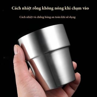 Ly inox 304 ngấn Cốc Uống Bia Bằng Chubby Chef Hai Lớp Họa Tiết Kim Cương đơn giản, sang trọng và an toàn cho sức khỏe