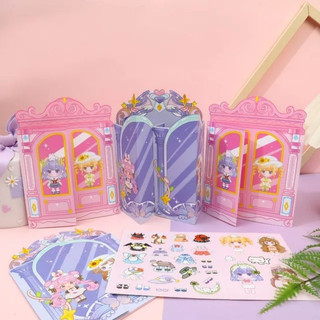 COMBO 5 Bộ dán trang trí sticker công chúa, Bộ dán sticker hình tủ quần áo cho bé