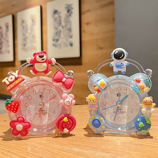 Đồng hồ báo thức để bàn gắn cham sticker xinh xắn.Đồng hồ decor bàn học báo thức