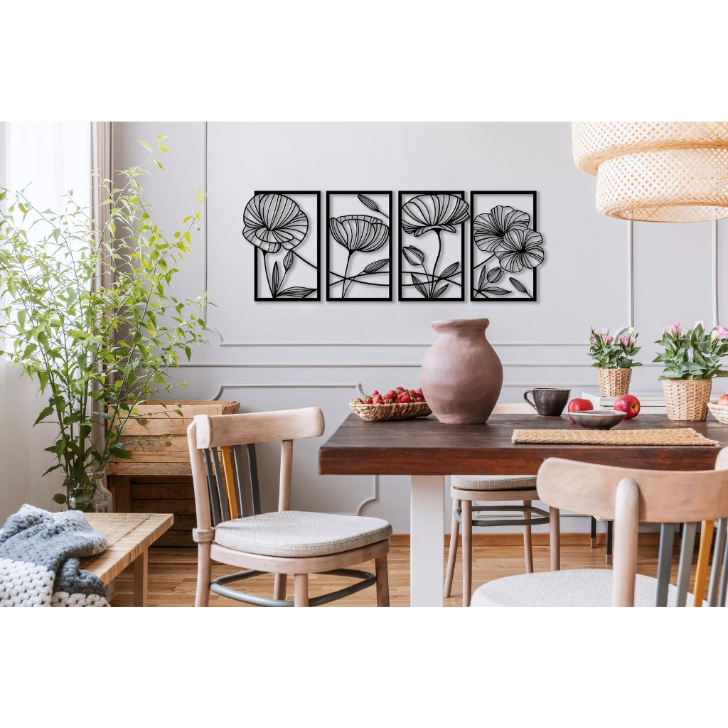 Tranh sắt CNC A05| Tranh sắt "Hoa", Treo tường nghệ thuật, Decor Trang trí