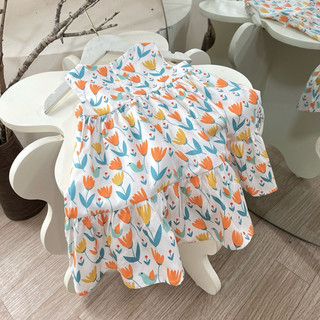 Váy bé gái 1-7 tuổi (9-26kg) sát nách hoa cam nổi bật N0099