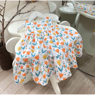Váy bé gái 1-7 tuổi (9-26kg) sát nách hoa cam nổi bật N0099