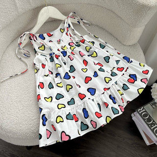 Váy bé gái 2 dây maxi hình tim đáng yêu 1-7 tuổi (9-26kg)