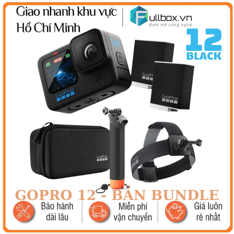 Camera hành động gopro 12 - bản bundle tặng kèm 2 pin gậy và dây đeo ...