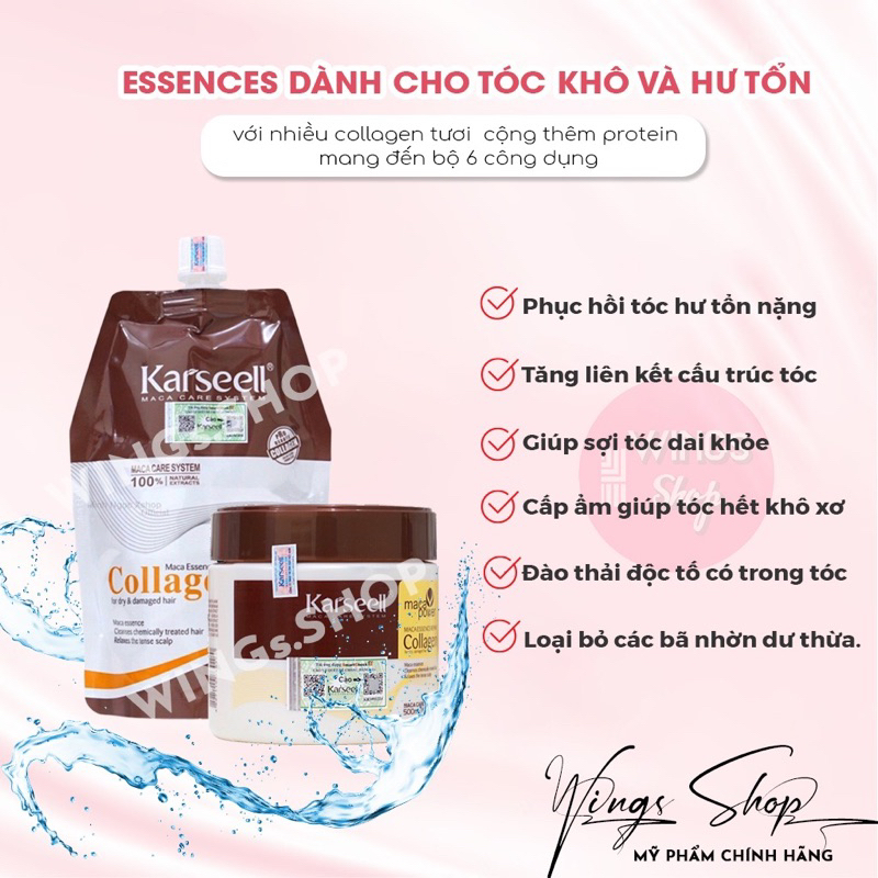 [ HÀNG CHÍNH HÃNG ] Kem Hấp Ủ Xả Phục Hồi Tóc Collagen Karseell Maca 500ML | Phục Hồi Tóc, Giúp Tóc Siêu Mềm Mượt