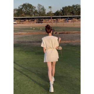 Set Bộ Đồ Nữ Áo Phông Trắng Trơn Mix Chân Váy Ngắn Phối Ren 2 Tầng Có Quần Trong