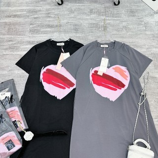 Váy Xuông Nữ Trái Tim Màu Ngắn Tay Có Túi 2 Bên Hông Đầm Phông Nữ Freesize Form Rộng