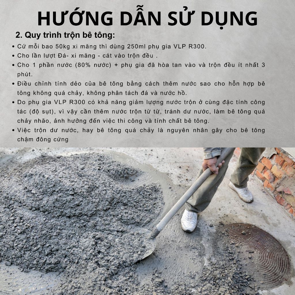 [VLP R300] Phụ gia tháo khuôn nhanh tăng độ cứng cho Chậu cảnh, cột, gạch đúc sẵn