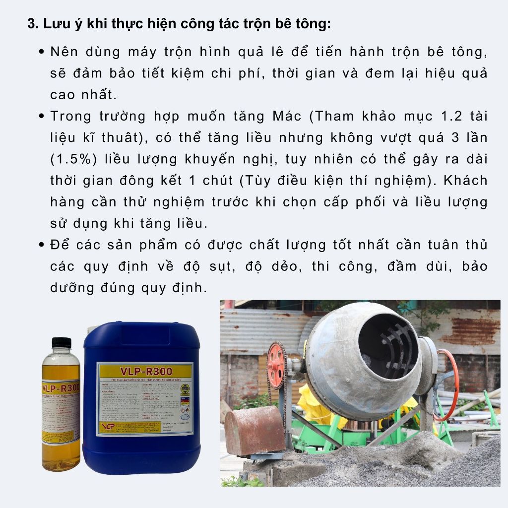 [VLP R300] Phụ gia tháo khuôn nhanh tăng độ cứng cho Chậu cảnh, cột, gạch đúc sẵn