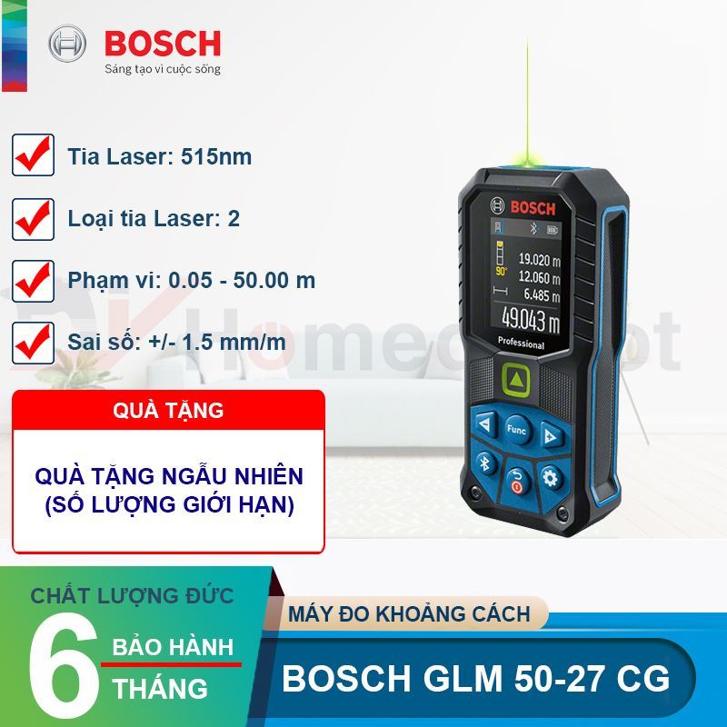 Máy đo khoảng cách Laser tia Xanh Bosch GLM 50-27 CG