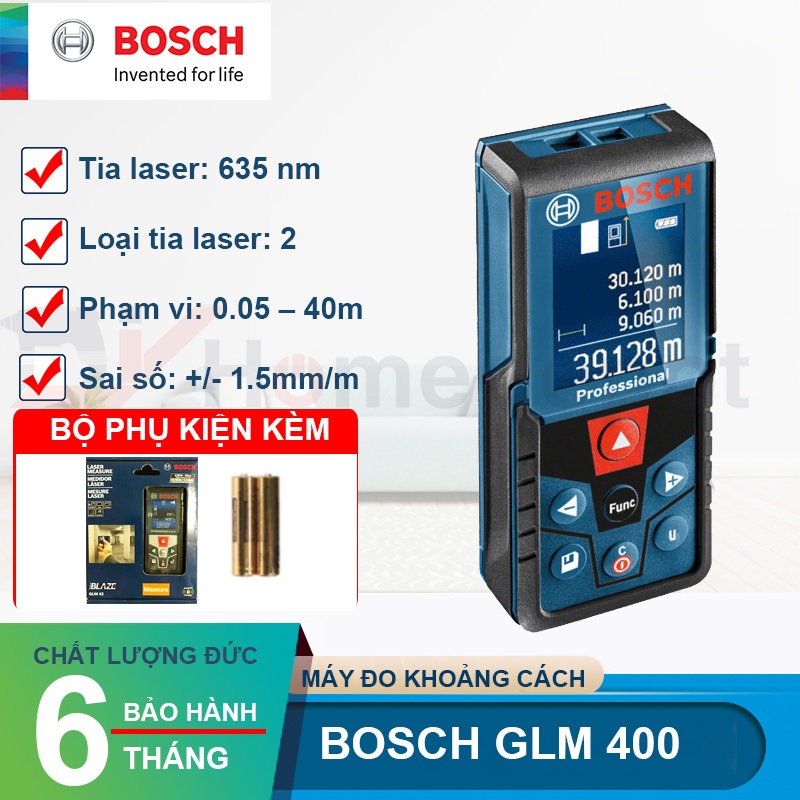 Máy đo khoảng cách laser Bosch GLM 400 - Hàng chính hãng