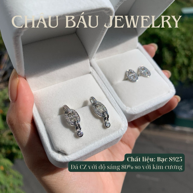 [Ảnh & Clip thật] Bông tai Bạc S925 HM móng ngựa bông sát tai và bông dài