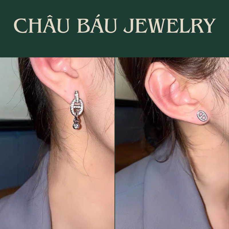 [Ảnh & Clip thật] Bông tai Bạc S925 HM móng ngựa bông sát tai và bông dài