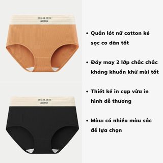 Quần lót nữ cotton kẻ sọc kháng khuẩn khử mùi tôn dáng, Quần chip nữ thiết kế in chữ gợi cảm L1226