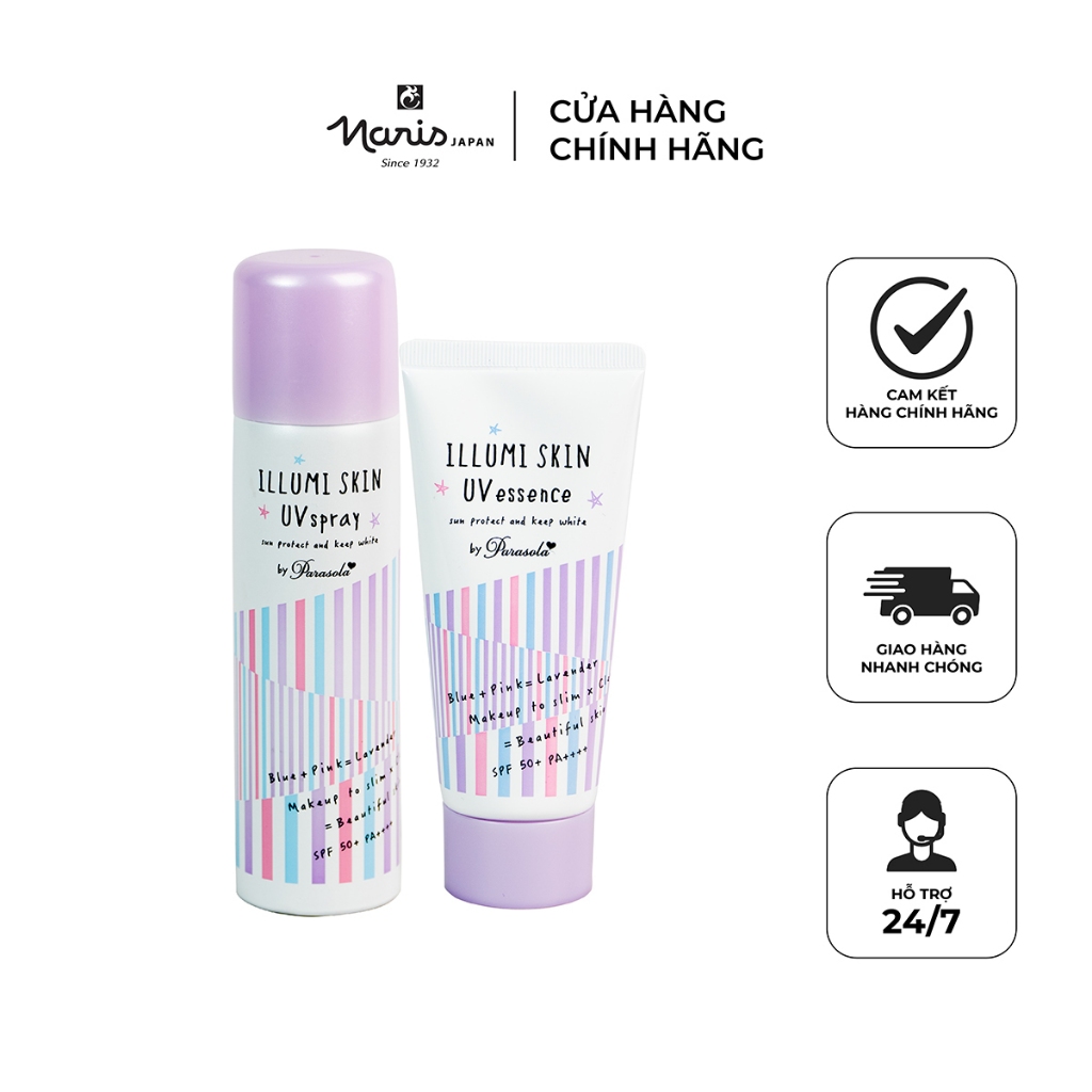 Ảnh Combo Gel Và Xịt Chống Nắng Tạo Hiệu Ưng Thon Gọn Phù Hợp Mọi Loại Da Giúp Nâng Tone Naris Illumi Skin UV SPF50+ PA++++ 1