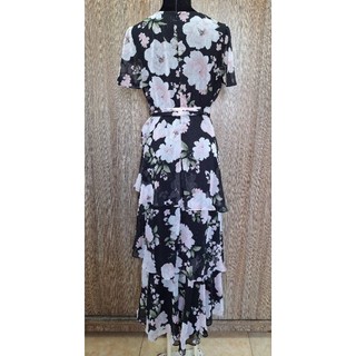 Đầm maxi tầng đen bông SLNY