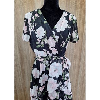 Đầm maxi tầng đen bông SLNY