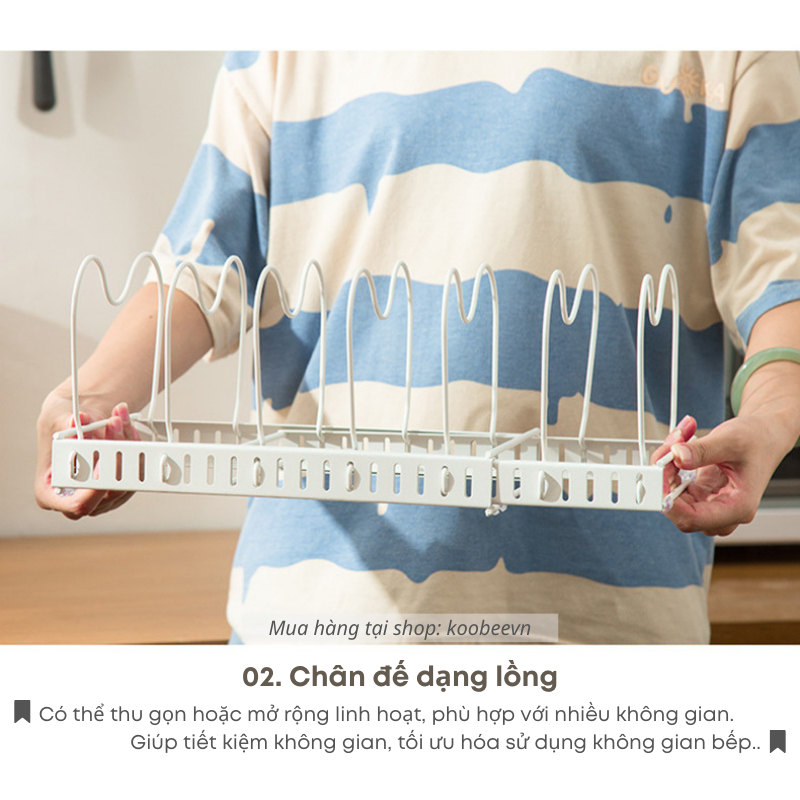 Khay Giá Úp Bát Đĩa Xoong Cài Nắp Vung Để Bàn Chân Lồng Tùy Chỉnh Khoảng Cách Cao Cấp | 027