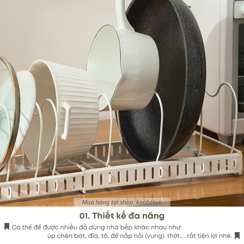 Khay Giá Úp Bát Đĩa Xoong Cài Nắp Vung Để Bàn Chân Lồng Tùy Chỉnh Khoảng Cách Cao Cấp | 027