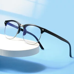 Gọng kính cận Clubmaster nữ nam kính nửa gọng thời trang Hàn Quốc chống tia UV ánh sáng xanh đẹp giá rẻ HANASO 195