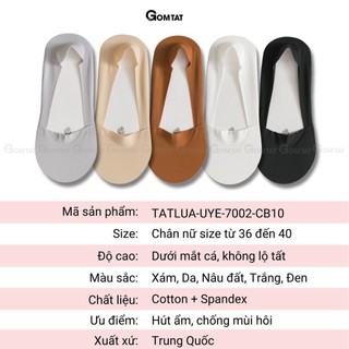 Combo 10 đôi tất lười nữ đi giày búp bê GOMTAT, chất liệu lụa cotton mềm mát, thấm hút thoáng khí - UYE-7002-CB10