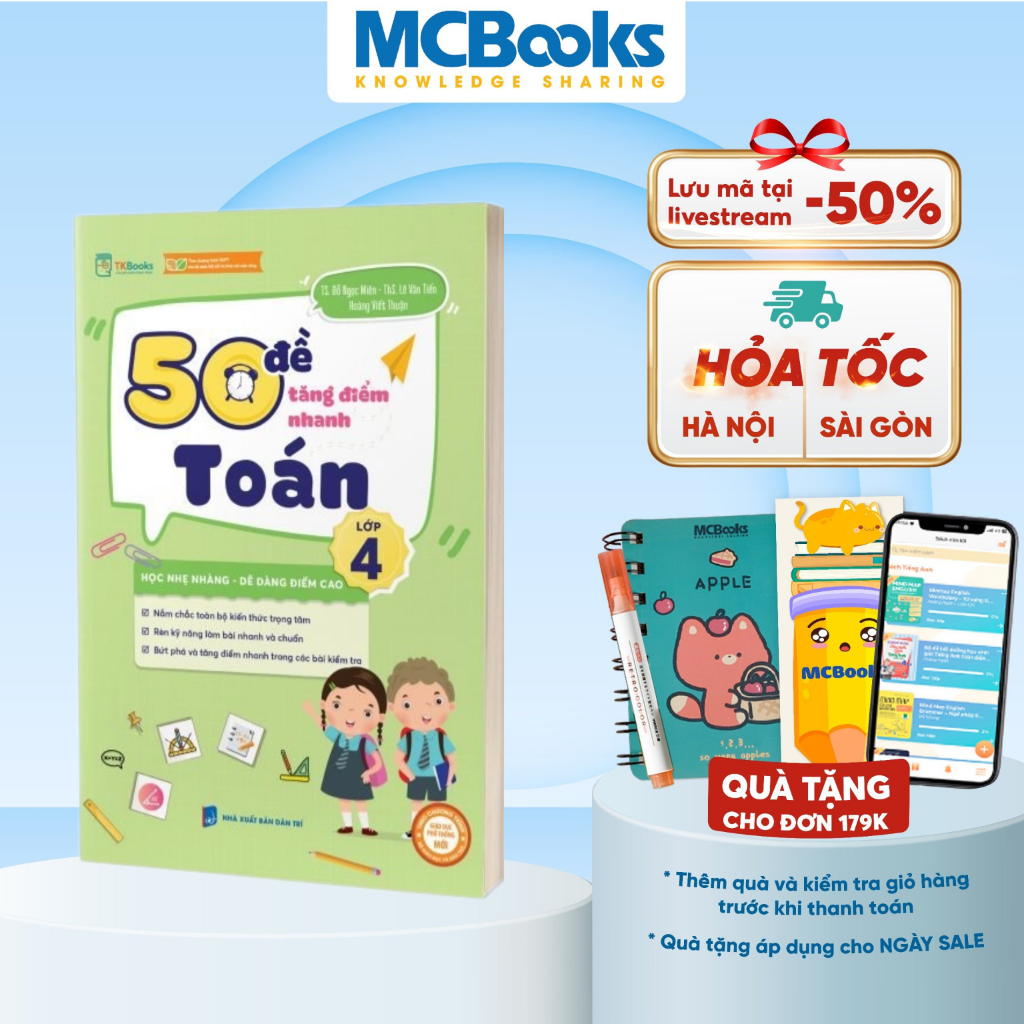 Sách - 50 Đề Tăng Điểm Nhanh Toán Lớp 4 - Theo chương trình mới của bộ giáo dục