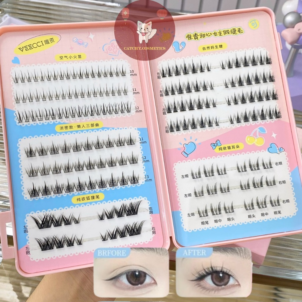 [VEECCI] Set Lông Mi Giả VEECCI, Mi Cụm Anime Tách Sợi, Trang điểm tự ...