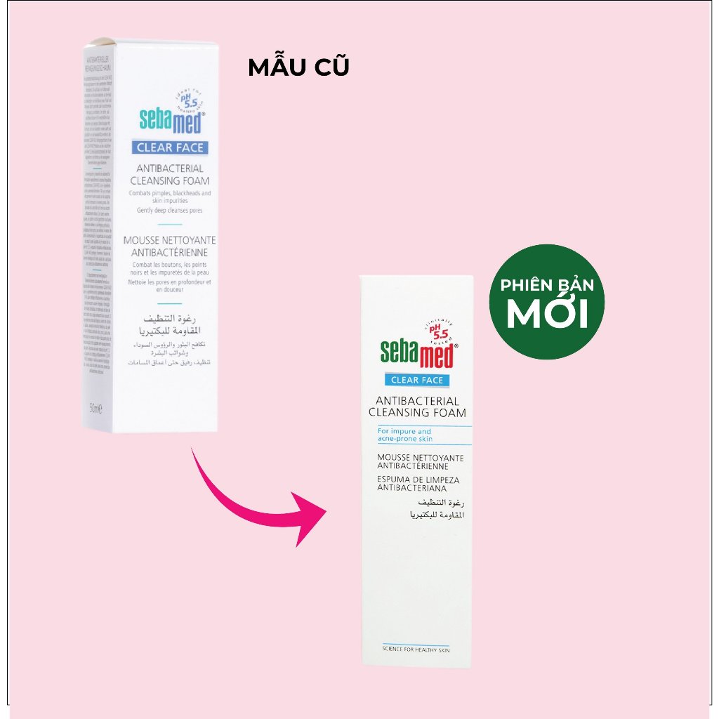 Ảnh Sữa rửa mặt tạo bọt kháng khuẩn giảm mụn Sebamed Antibacterial Cleansing Foam pH5.5 (50ml) 3