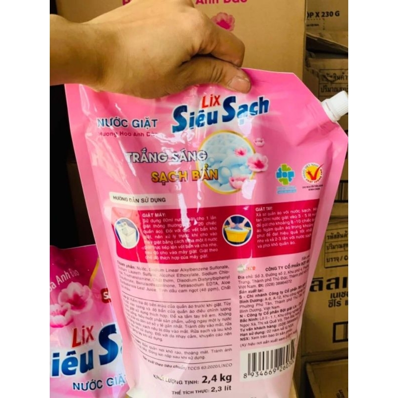 siêu sale_Túi nước giặt Lix Siêu Sạch 2.4kg hương Hoa Anh Đào