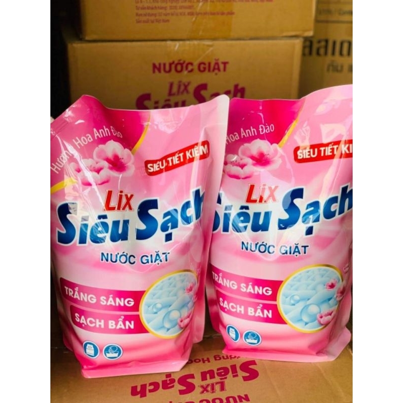 siêu sale_Túi nước giặt Lix Siêu Sạch 2.4kg hương Hoa Anh Đào