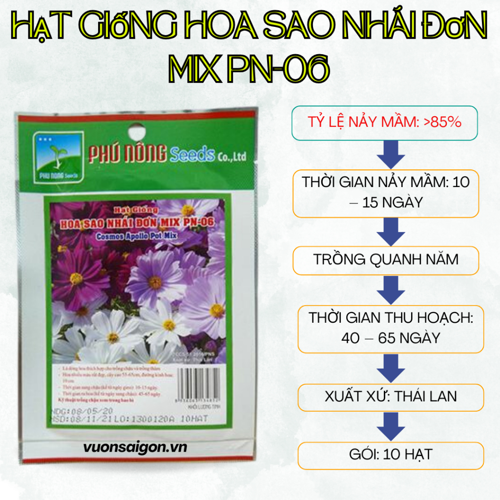 Hạt giống hoa sao nhái đơn mix Phú Nông 2