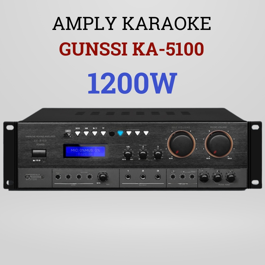 Đẩy liền vang công suất lớn Gunssi KA 5100 - Âm ly karaoke bluetooth công suất lớn, hát karaoke nghe nhạc chất