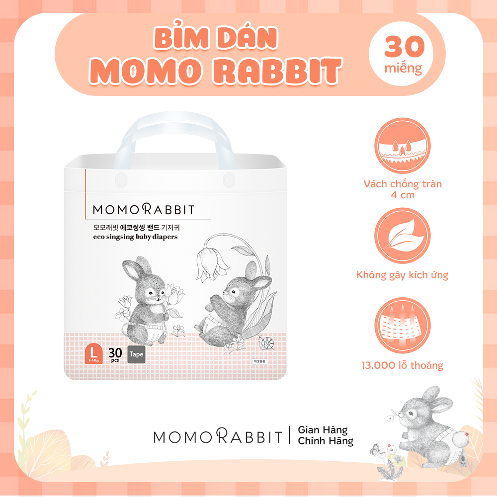 Bỉm Dán MOMO RABBIT MỚI 2023 Size L 9-14kg 30 Miếng | Shopee Việt Nam