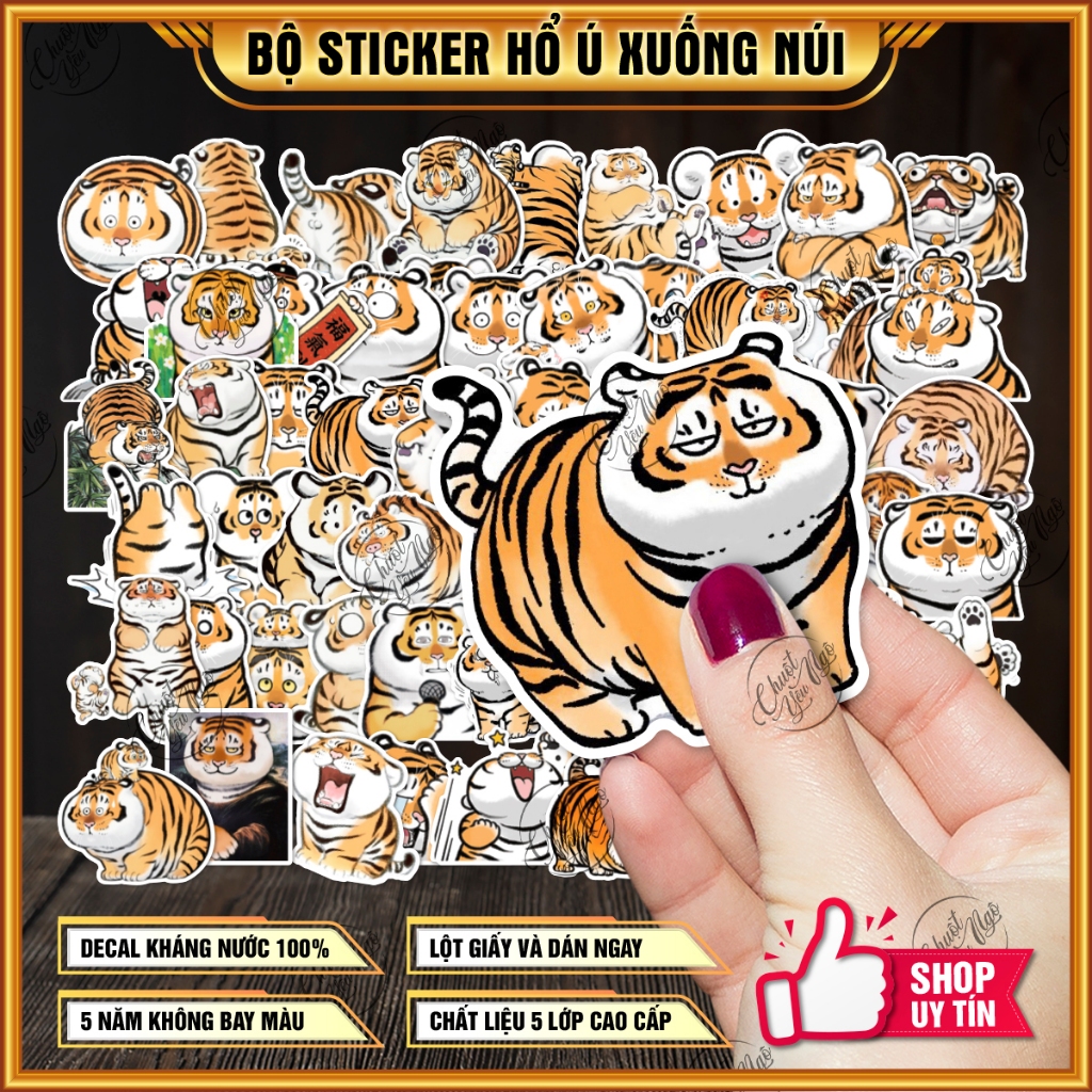 100 mẫu sticker decal chống nước chất lượng cao hình dán mảnh Hổ mập ú ...