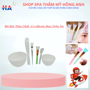 Bộ Bát Thìa Chổi, Cọ silicon Dao Trộn Chuyên Dùng Đắp Mặt Nạ Dùng Trong Spa Thẩm Mỹ Viện.