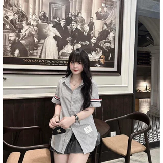 Áo sơ mi nữ tay ngắn và tay dài  TAY VIỀN ĐỎ phong cách HÀN QUỐC CAMASTORE M1254