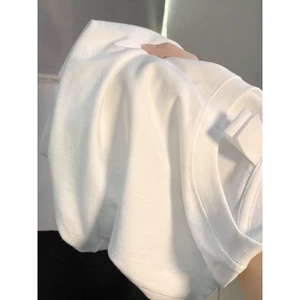 Phiên bản Hàn Quốc áo thun cotton trắng đa năng áo sơ mi nữ có đáy mùa xuân 2024 mới niche sang trọng áo rộng