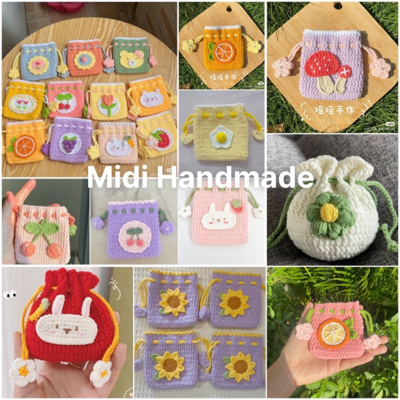 [CÓ DÂY ĐEO] Túi len mini, túi rút len, túi đựng đồ, túi handmade, túi ...