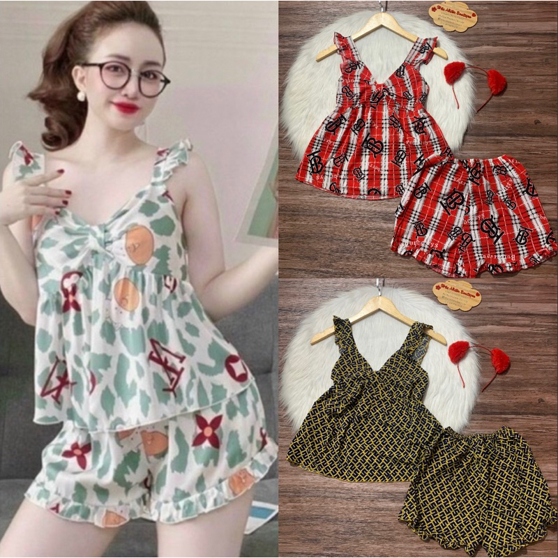 Đồ bộ mặc nhà mặc ngủ mùa hè tay cánh tiên dễ thương phom dưới 50kg - H34