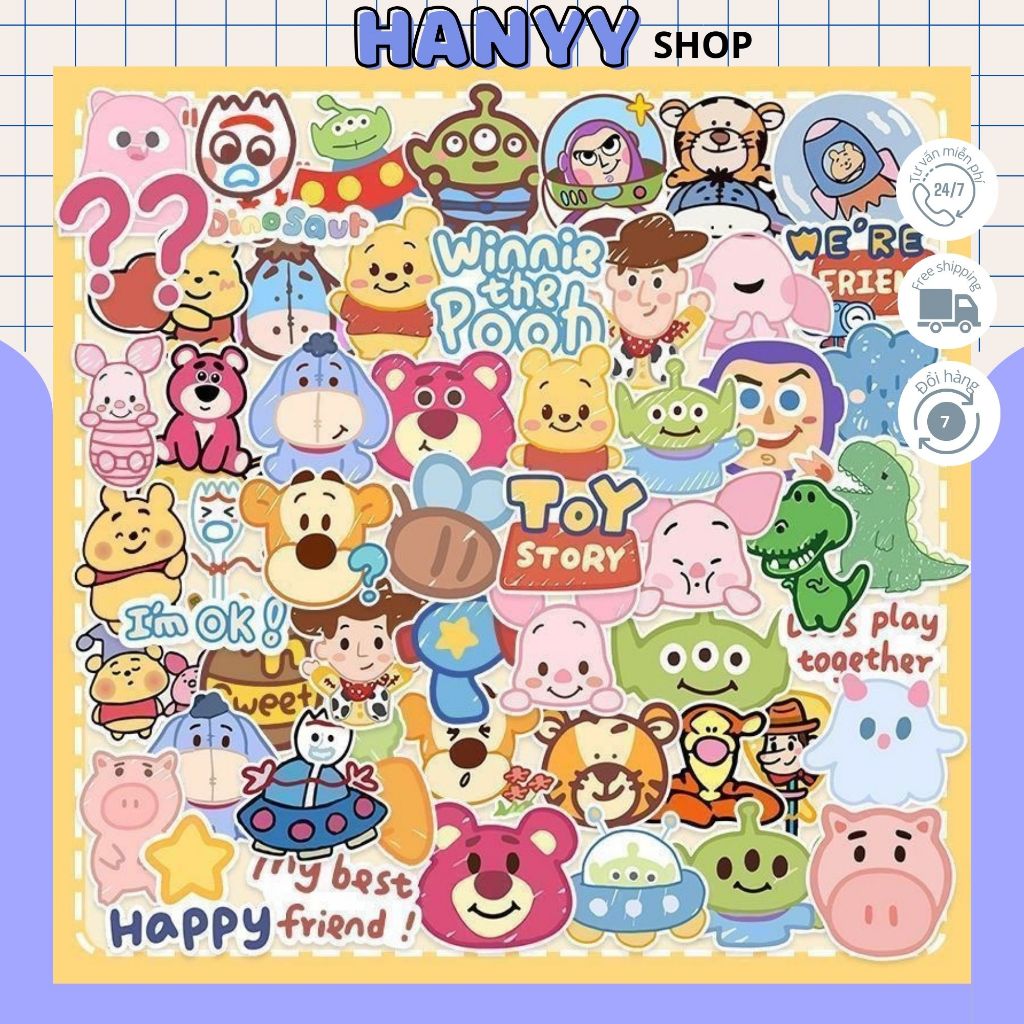 Set 66 Sticker Toy Story Đáng Yêu, Nhãn Dán Trang Trí Góc Học Tập, Vali ...