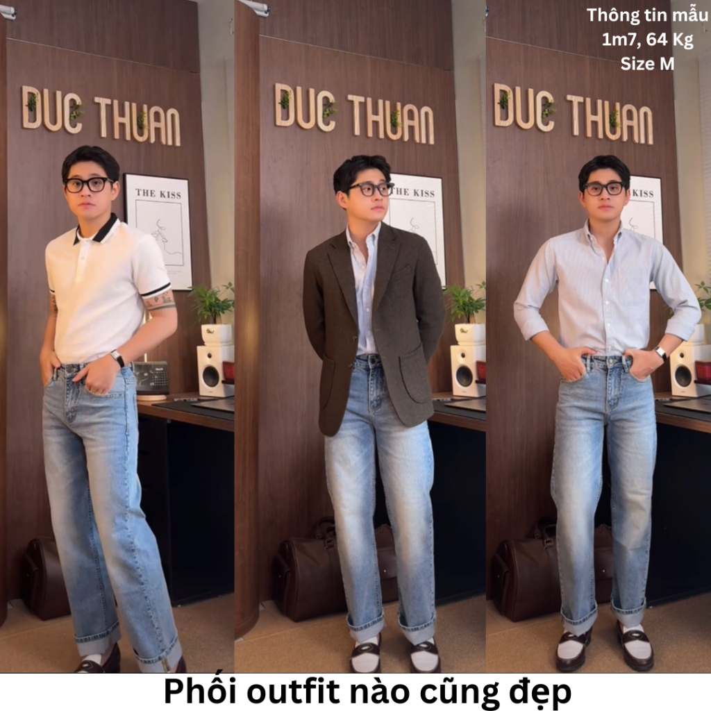 [Sale Lẻ Size + Voucher 50K] Quần Jeans Nam ống đứng/suông WSS vải dày cao cấp | Straight Fit Jeans | BigBuy360 - bigbuy360.vn