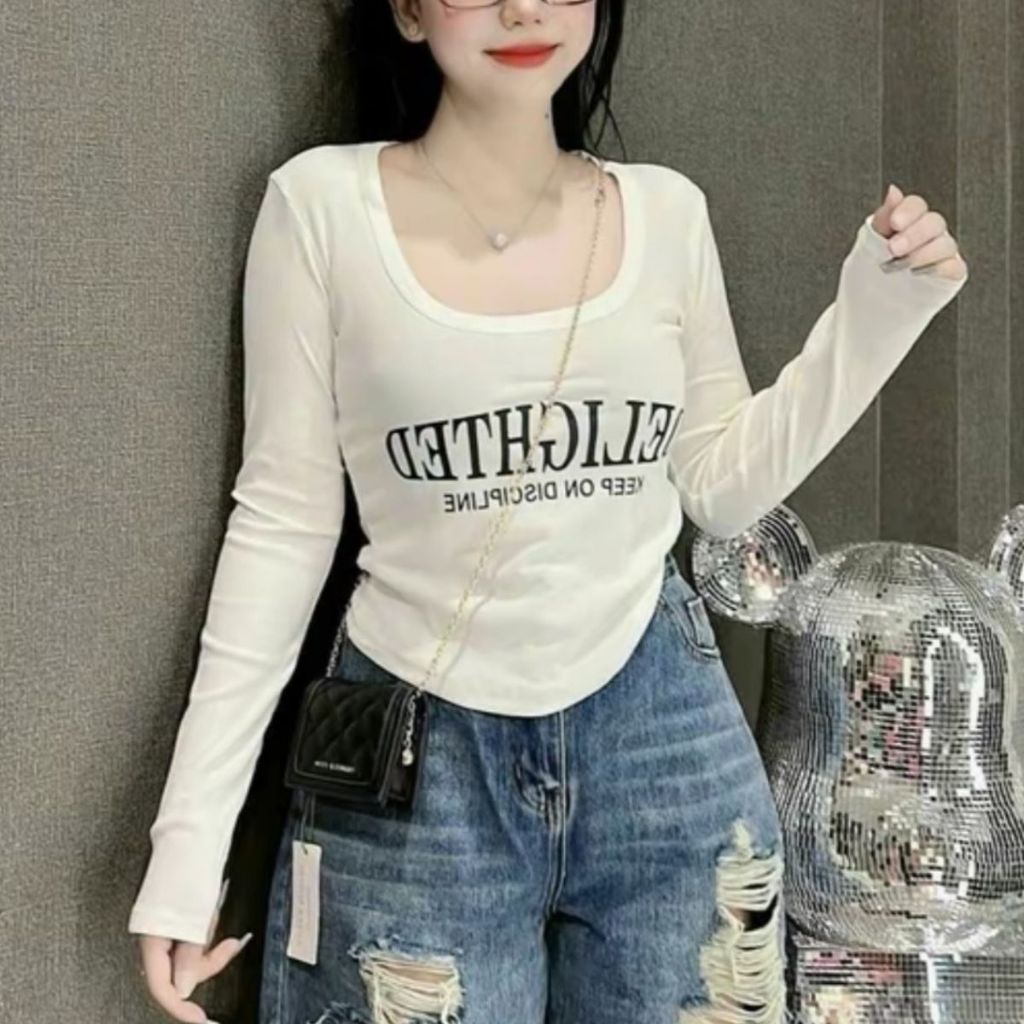 Áo Thun Nữ Bigsize Tay Dài 40-85kg Cổ Vuông Thun Gân Tăm Lạnh Co Giãn Mặc Mát Đi Biển ESHOP MS068
