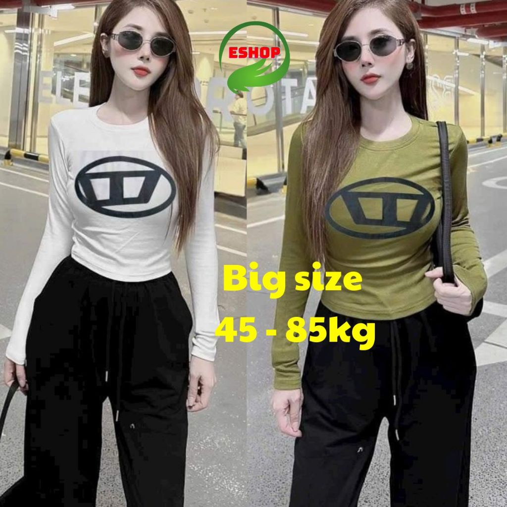 Áo Thun Nữ Tay Dài ESHOP Bigsize 45-85kg Đẹp Áo Kiểu Nữ Form Ôm Thun Gân Tăm Lạnh Áo Cổ Tròn MS005