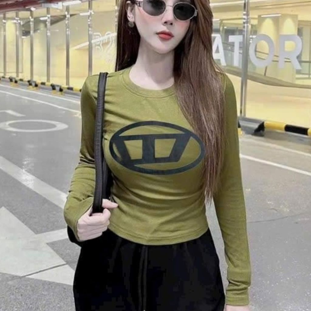 Áo Thun Nữ Bigsize Tay Dài 40-85kg Cổ Vuông Thun Gân Tăm Lạnh Co Giãn Mặc Mát Đi Biển ESHOP MS068