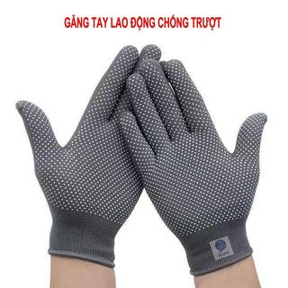 SET 20, 30 ĐÔI Găng Tay Lao Động Co Dãn 4 Có Hạt Chống Trơn Màu Đen - Găng tay Bảo Hộ đa năng bền đẹp bởi Okamas Store