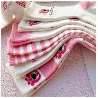 Vớ Tất Gấu Dâu, Hoạt Hình Dễ Thương, Cotton Cao Cổ, Đến Bắp Chân Cho Nữ, Trẻ Trung, Dày Dặn