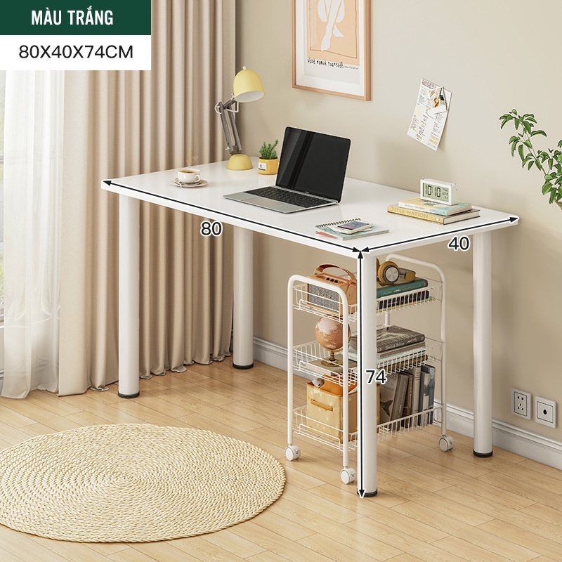 Bàn học, làm việc mặt gỗ MDF chấm thấm chống xước chân sắt to tròn sơn tĩnh điện  HM394