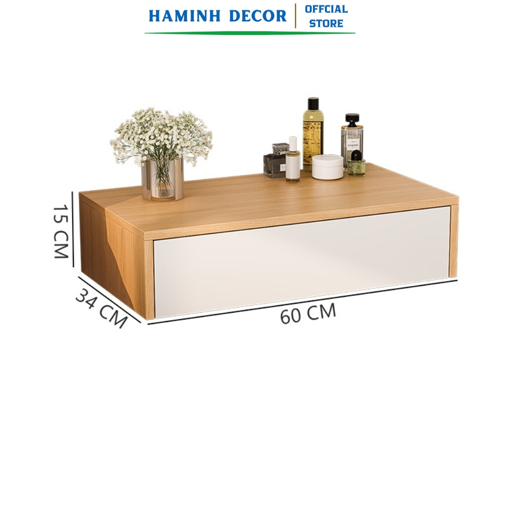 Bàn trang điểm treo tường có hộc kéo gỗ MDF gắn tường HM291