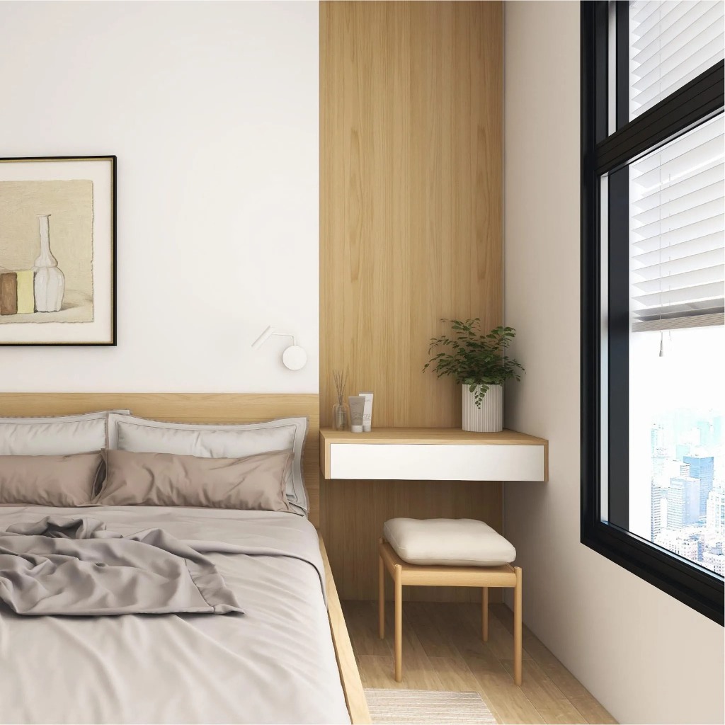 Bàn trang điểm treo tường có hộc kéo gỗ MDF gắn tường HM291