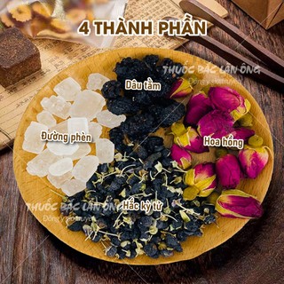 Trà hắc kỳ tử mix sẵn, 5-10 gói, trà thảo mộc dưỡng nhan gồm: hắc kỳ tử, dâu tằm, táo đỏ, kỳ tử - Lãn Ông